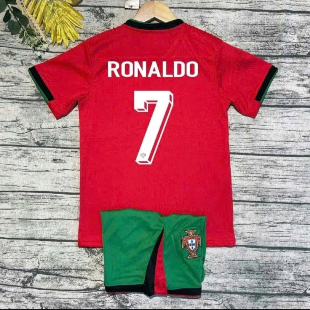 [TÊN SỐ TRẮNG DECAL] Đồ Đá Banh, Quần Áo Bóng Đá Trẻ Em "Bồ Đào Nha Ronaldo" Chất Liệu Thun Cotton Cho Bé Từ 8Kg - 56Kg