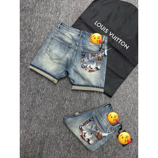Quần short jean nam màu xanh mài phom chuẩn siêu cấp thêu hình nghệ thuật phong cách đường phố – DKBoutique