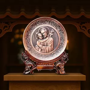 Tranh Đồng Công Giáo - Chúa Giêsu Và Mẹ Maria ( Đường Kính 19cm ) - Đồ Đồng Cửu Diệu Thiên - TCG001