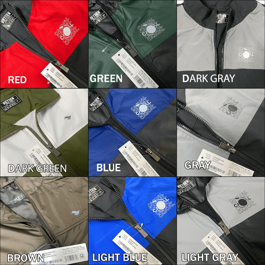 VIỆT TIẾN - Áo Khoác Gió Chống Nắng Màu Nâu,Thể Thao,Trượt Nước,Siêu Nhẹ,Viettien Smart Casual