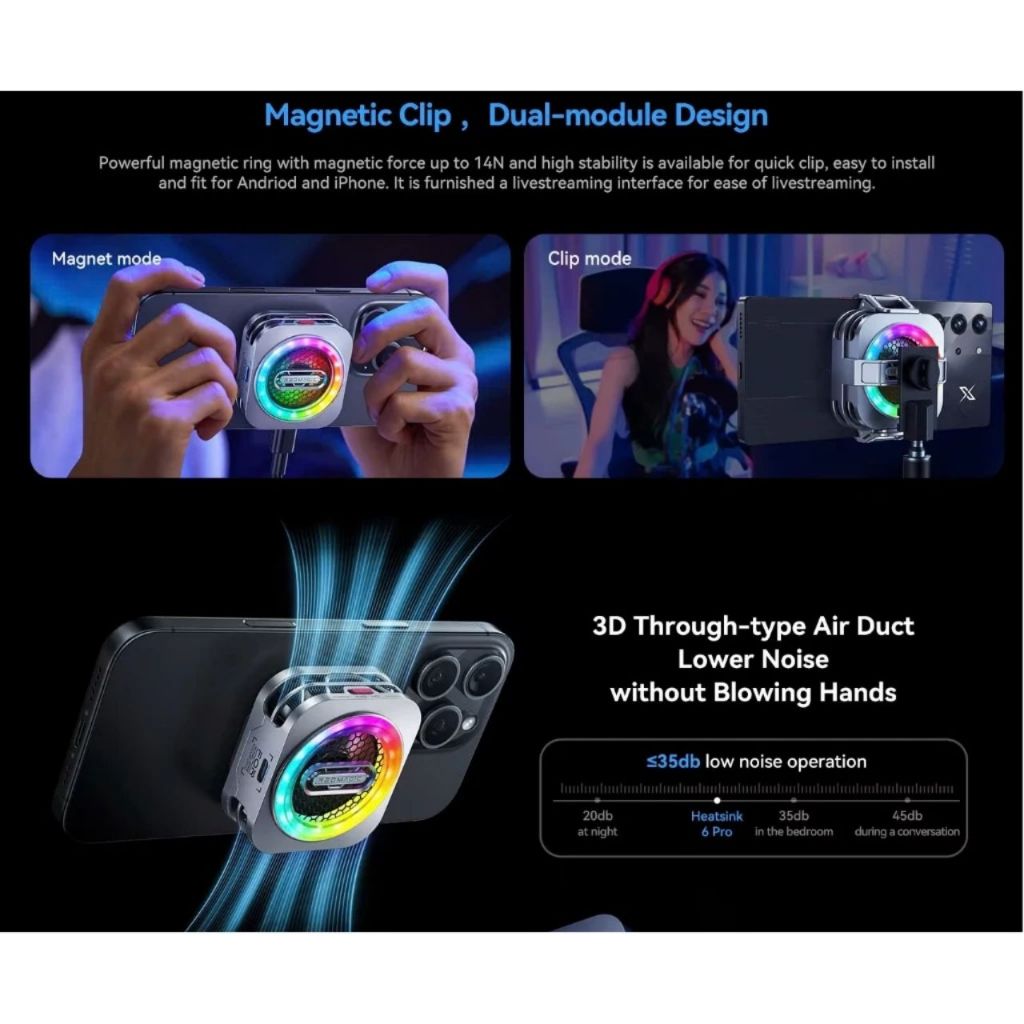 Quạt Tản Nhiệt Sò Lạnh Nubia Redmagic Cooler 6 Pro 30W Làm Mát Từ Tính Bằng AI PA1246 - Chính Hãng | BigBuy360 - bigbuy360.vn