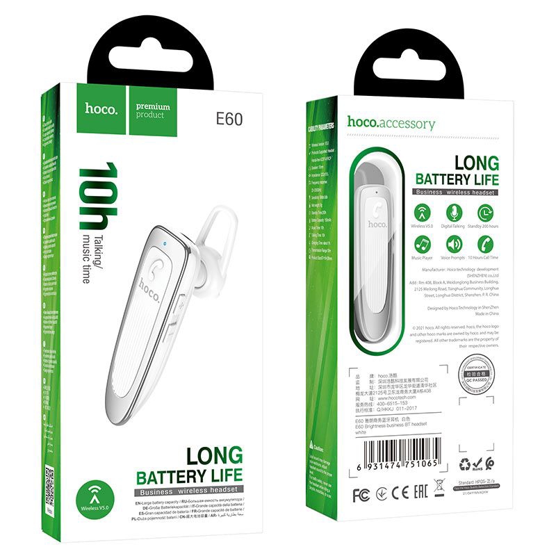 tai nghe Bluetooth một bên hoco E60 ( 1 tai ) pin dùng 10h