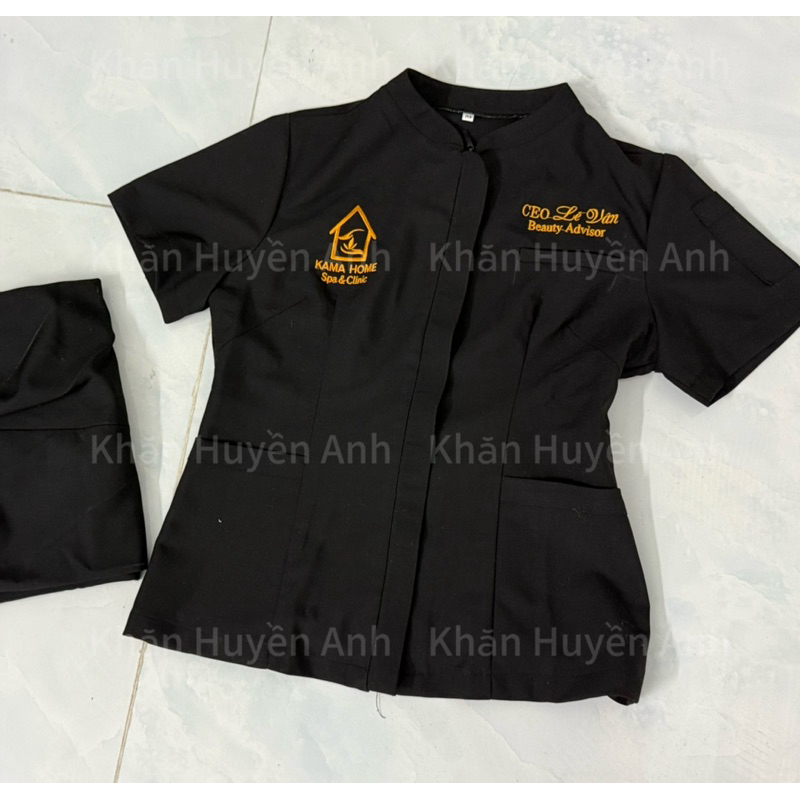 Đồng phục spa, thẩm mỹ viện cao cấp cổ tàu chất liệu cotton lạnh hàng cao cấp