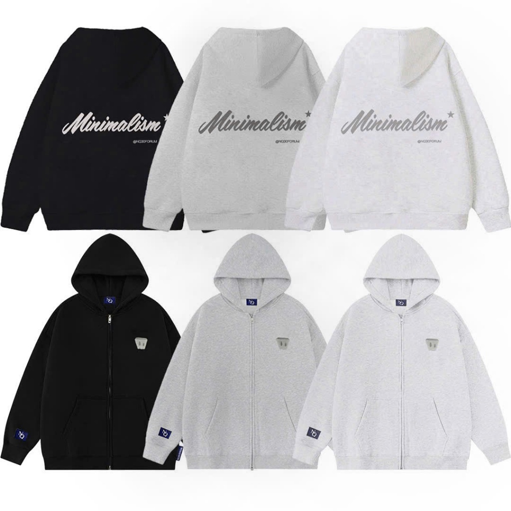 Áo Khoác Hoodie Zip COTTON Thêu Nổi NQ30 BLISS Form Boxy  Form Rộng Nam Nữ Unisex (KHÔNG XÙ LÔNG)