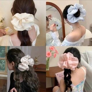 Scrunchies Cột Tóc Cỡ Lớn Nhiều Lớp Bồng Bềnh Retro Dễ Thương Size To