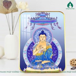 Tranh Ngũ Phương Phật tráng gương đẹp, siêu bóng, siêu nét dán viền nhiều kích thước