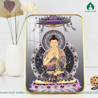 Tranh Ngũ Phương Phật tráng gương đẹp, siêu bóng, siêu nét dán viền nhiều kích thước