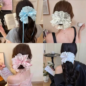 Scrunchies Dây Cột Tóc Ren Buộc Scrunchies 4 Lớp Dây Rút Tự Điều Chỉnh Dễ Thương Size To