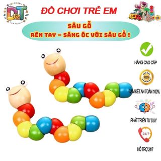 ĐỒ CHƠI GỖ Con sâu gỗ uốn dẻo - đồ chơi gỗ giáo dục sớm