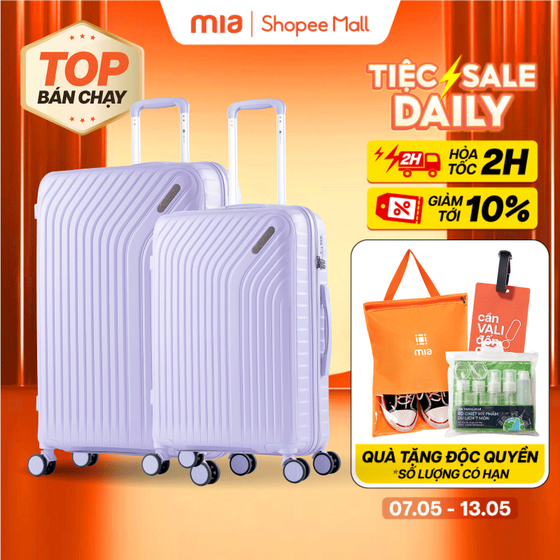 Ảnh Combo 2 Vali Kéo MIAvn Du Lịch Larita RICO - Size 20/24/28, Nhựa PP Siêu Bền, Hạn Chế Va Đập Mạnh 1