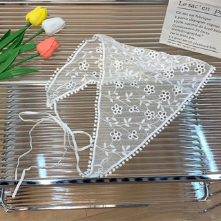 Khăn ren turban khăn tam giác Bandana tiểu thư đi biển đội đầu kiểu Pháp