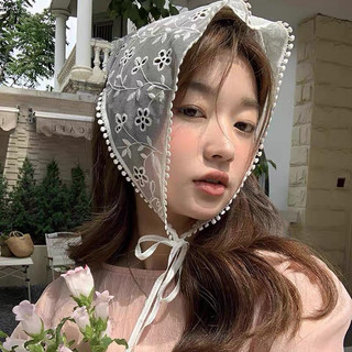 Khăn ren turban khăn tam giác Bandana tiểu thư đi biển đội đầu kiểu Pháp