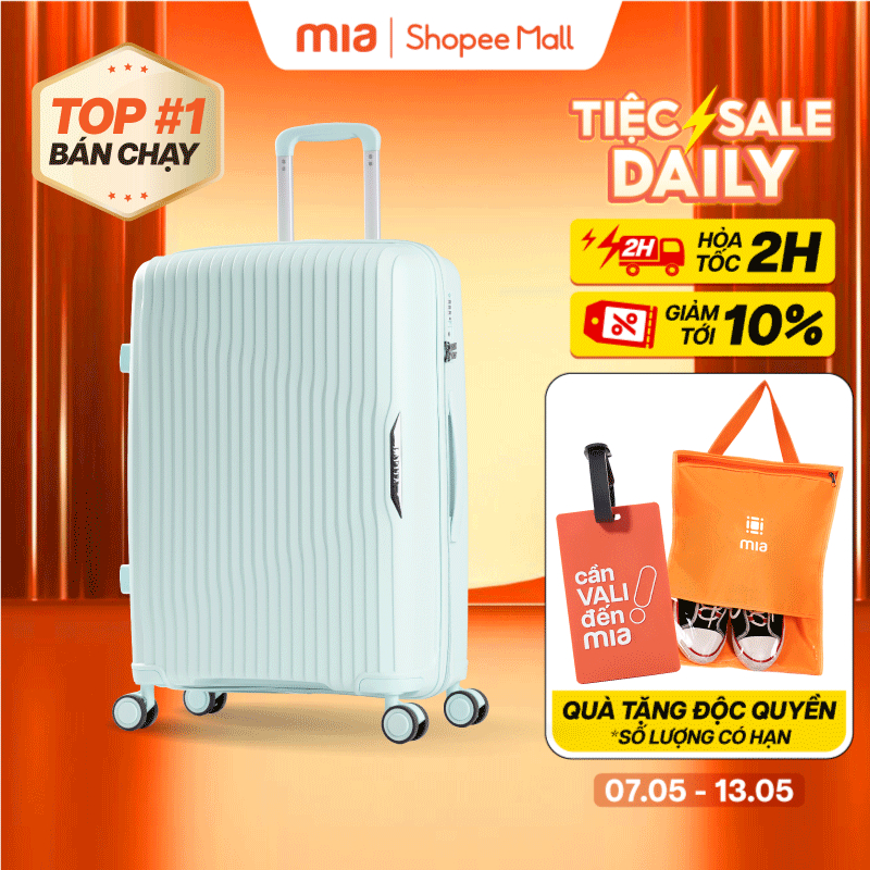 Ảnh Vali Kéo MIAvn Larita ROTA - Size 20/24/28, Nhựa PP Dẻo Siêu Bền, Hạn Chế Bể Vỡ, Khoá TSA,Bảo Hành Trọn Đời 1