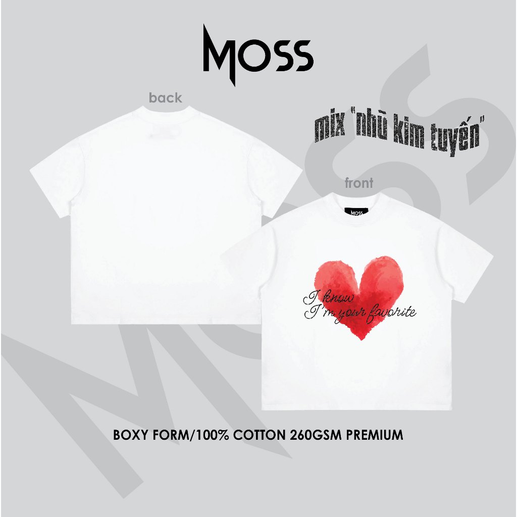 ÁO THUN BOXY 260GSM - "FAVORITE HEART " -  BOXY FORM - CHẤT COTTON 100% 260GSM PREMIUM MOSS.STU