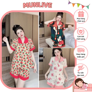 Set Đồ Bộ Pyjama Áo Cộc Quần Đùi Chất Mát Đồ Bộ Ngủ Nữ Mặc Nhà Siêu Rẻ Vải Kate Thái Hàng Tại Xưởng MunLive