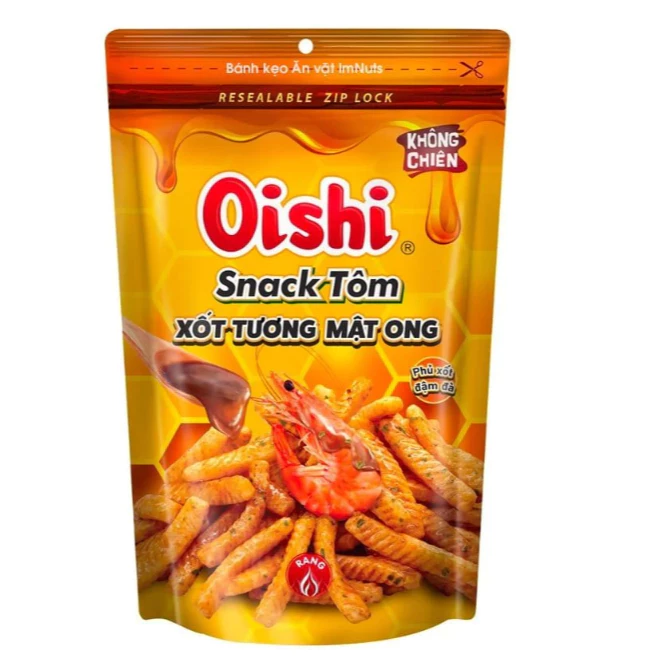 Snack Oishi Tôm Xốt Tương Mật Ong Túi Zip 65g