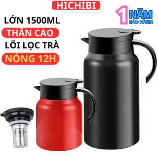 Ấm pha trà giữ nhiệt 1500ml-1000ml inox 316, lõi lọc inox, bình pha trà nắp vặn, giữ nóng 12h, giữ lạnh 20h