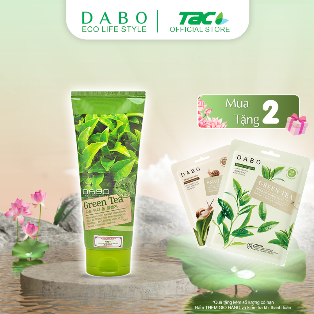 Ảnh Sữa rửa mặt tinh chất Trà xanh DABO Green Tea Foam Cleanser 180ml 1