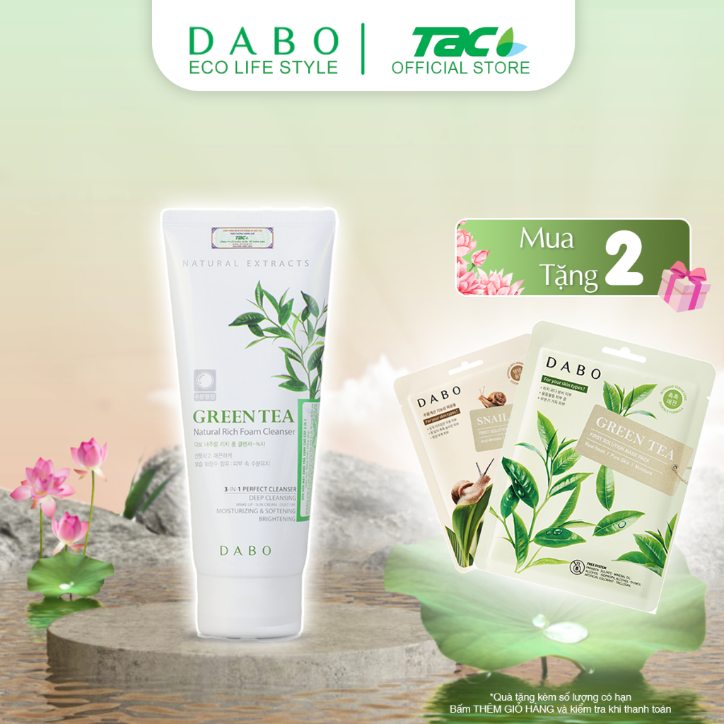 Ảnh Sữa rửa mặt cao cấp DABO 3-IN-1 Tinh chất Dưa leo/ Trà xanh/ Lô hội/ Collagen TAC 180ml 1