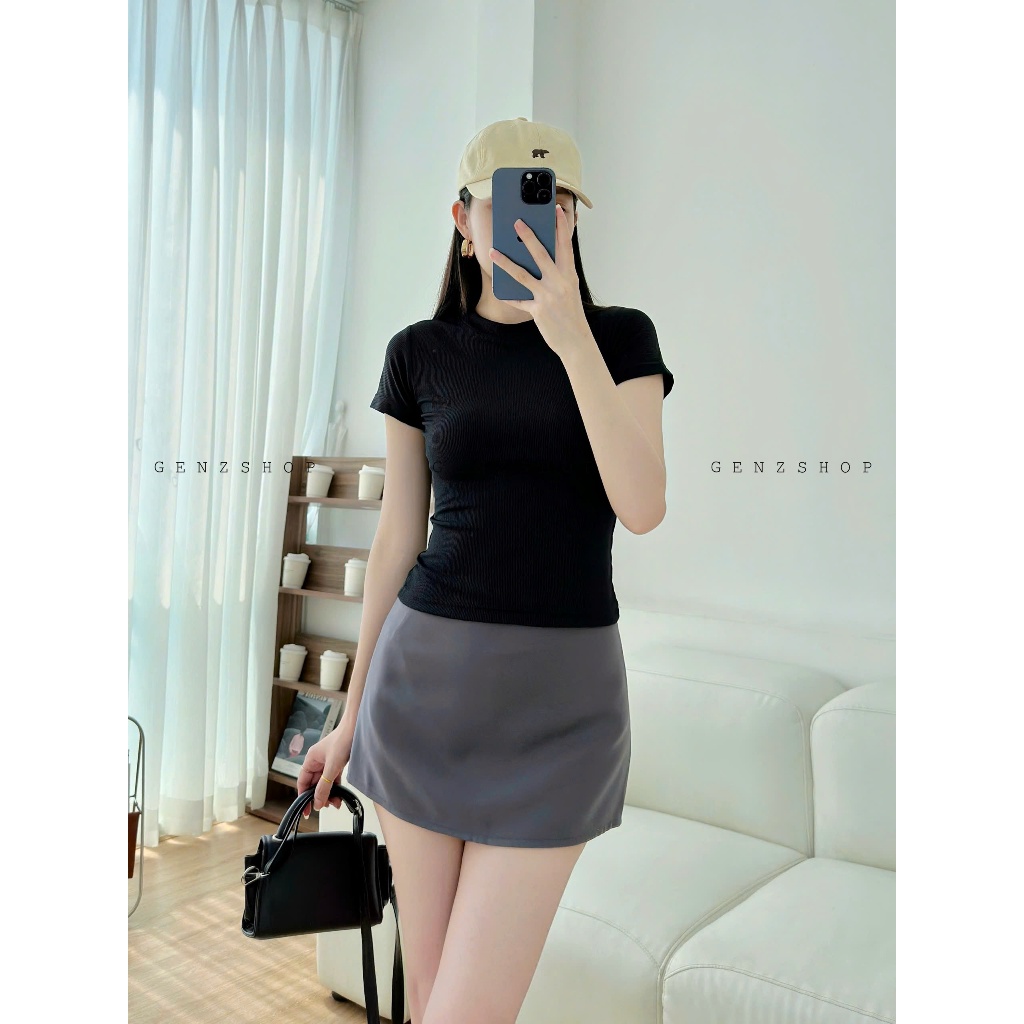 [ Deal xả kho ] ÁO THUN GENZ NỮ ÔM TRƠN BASIC CHẤT TĂM HÀN