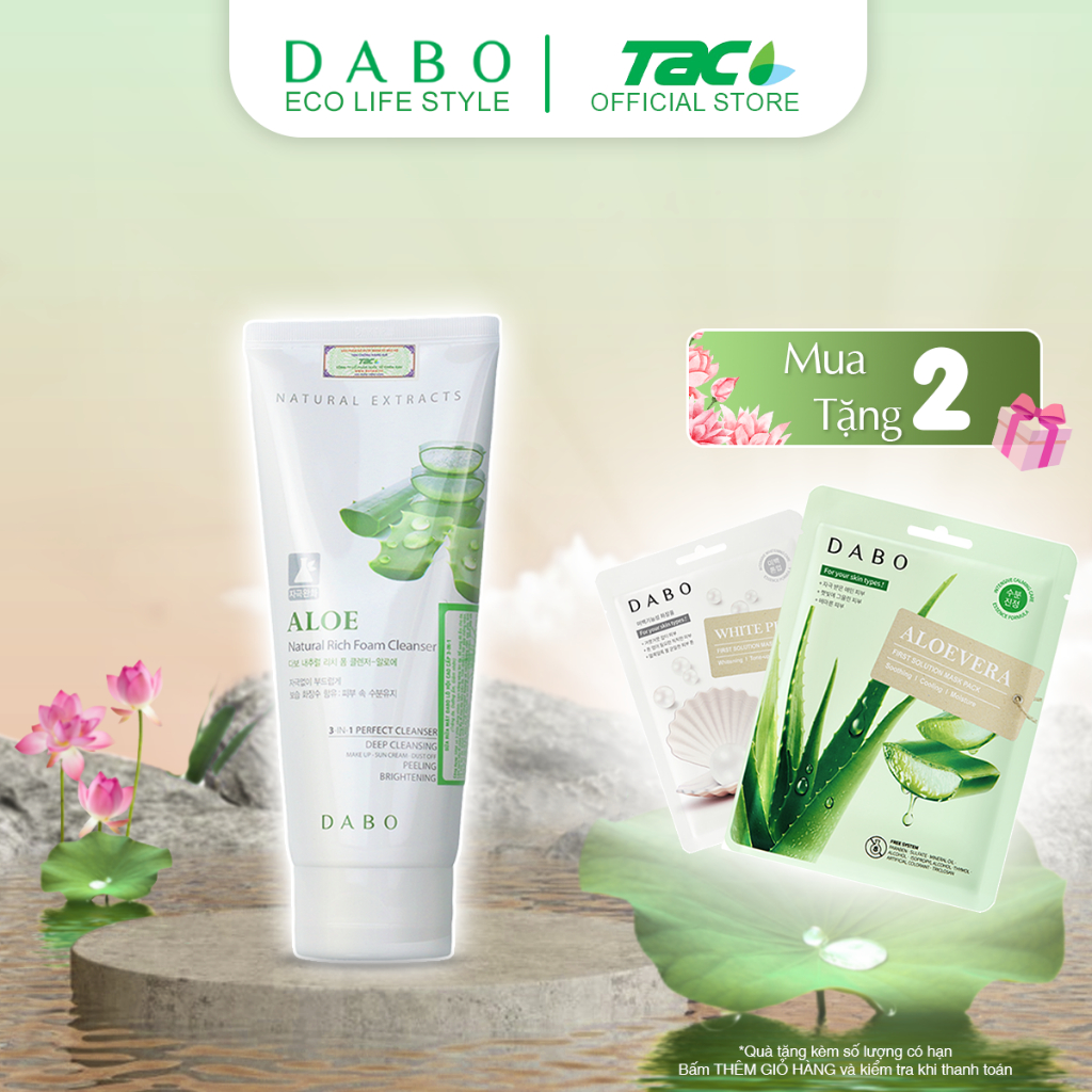 Ảnh Sữa rửa mặt lô hội 3 in 1 Dabo Aloe Natural Rich Foam Cleanser 180ml 1