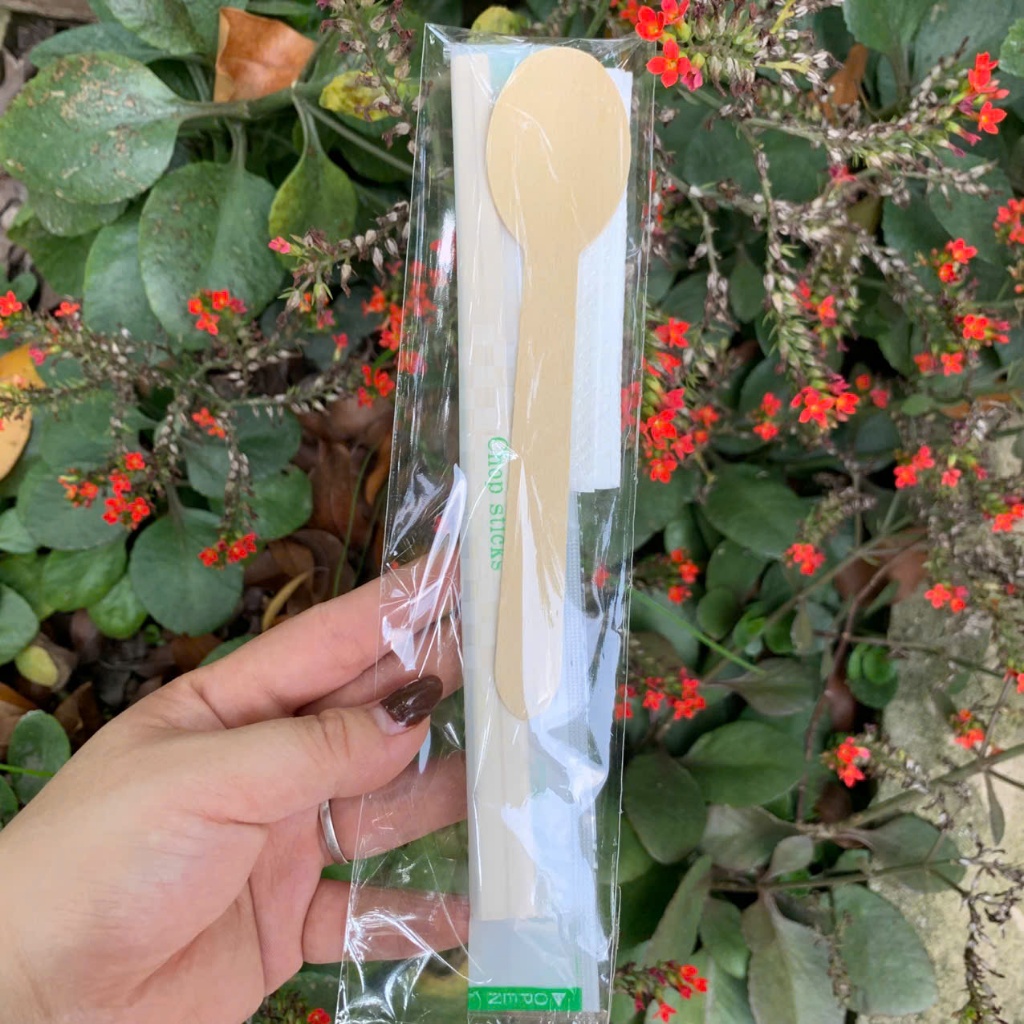 Bộ 50 set / 100 set đũa tăm thìa giấy ăn dùng cho nhà hàng bán đồ ăn ship, picnic ..dùng 1 lần