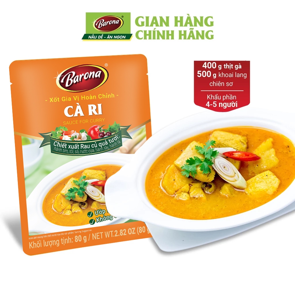 Ảnh Gia Vị Cà Ri Barona 80g ướp ngon chuẩn vị không cần nêm nếm 4