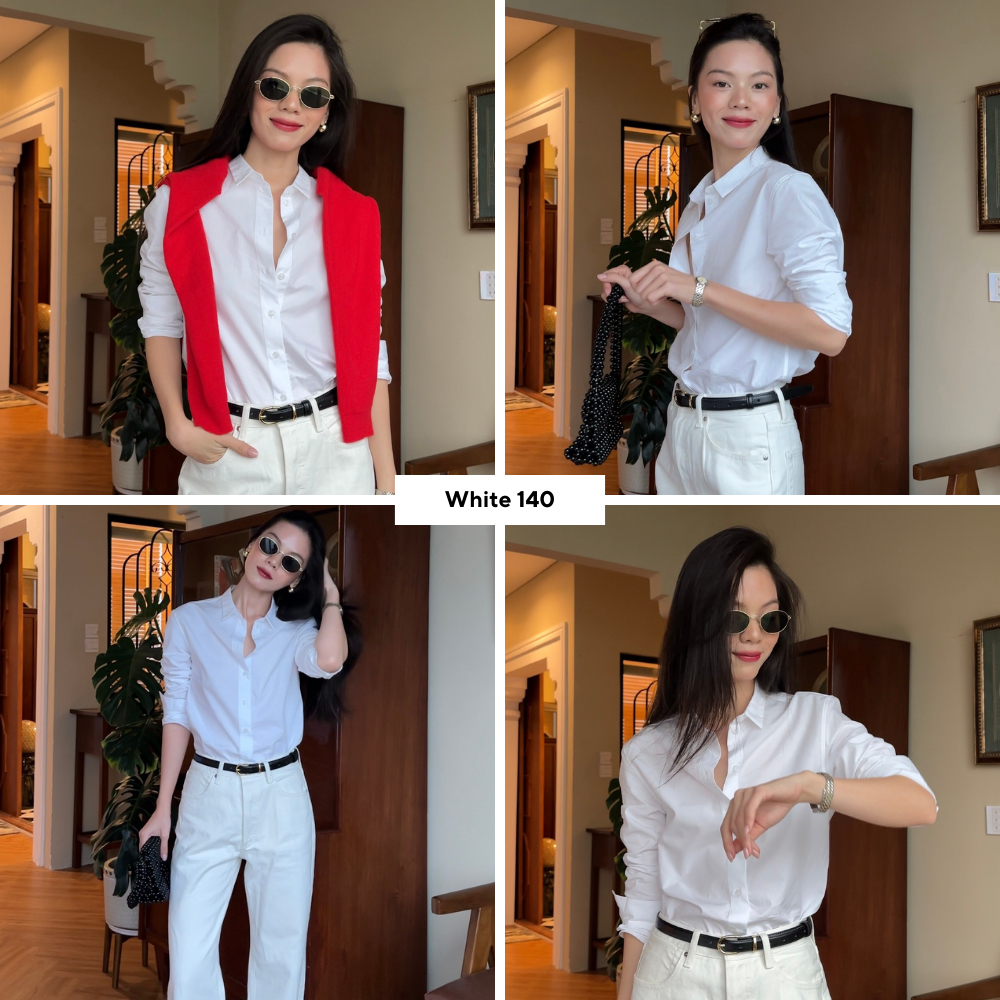 Ảnh TheBlueTshirt - Áo sơ mi tay dài phom regular nữ - The A Classic Shirt - Women 3