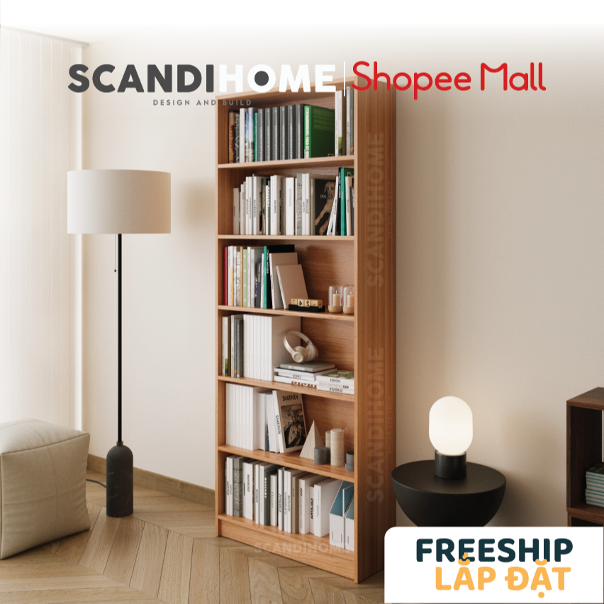 Ảnh JELLY, Kệ sách 3 - 4 - 5 - 6 - 7 tầng SHE_002 Scandi Home, 80x28cm, kệ gỗ 1