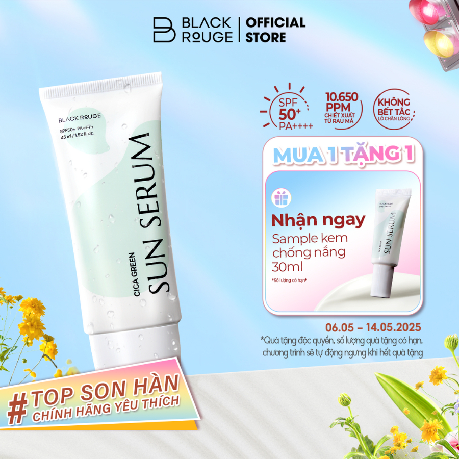 Ảnh Tinh Chất Chống Nắng Black Rouge Cica Green Sun Serum Hàn Quốc SPF50+ 45ml 1