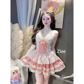 Váy yếm hoa nhí phối kẻ cực xinh 💯💝đi CHƠI, đi LÀM sang chảnh, xinh XINH đẹp tuyệt vời !!😘