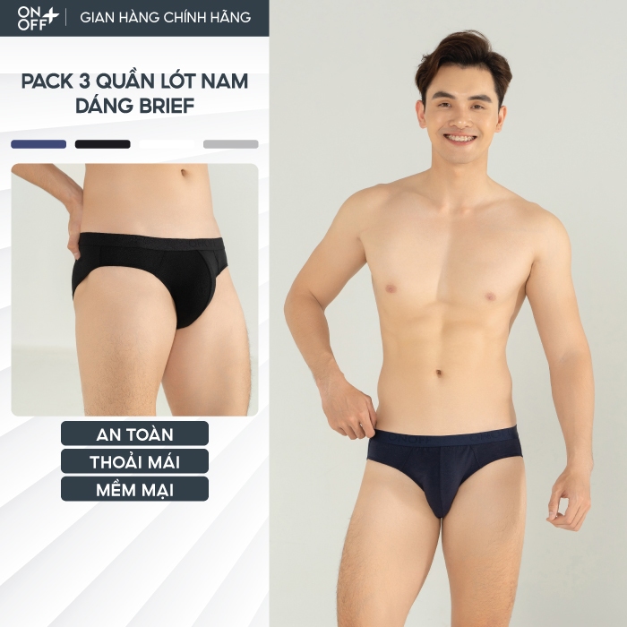 Ảnh Pack tiện lợi 3 quần lót nam brief ONOFF cotton Mỹ thấm hút mồ hôi - 18UQ24A316 1