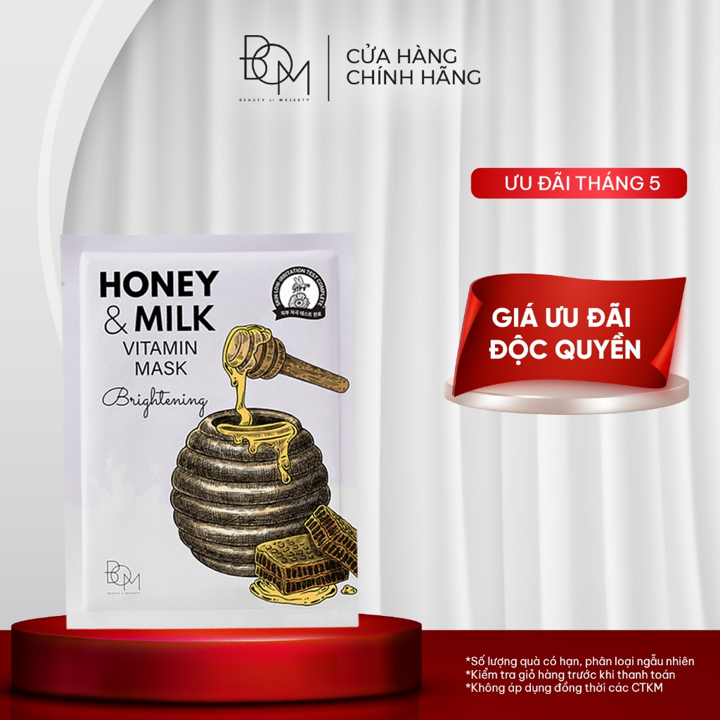 Ảnh Mặt Nạ Làm Sáng Da BOM Honey & Milk Brightening Vitamin Mask 25g 1