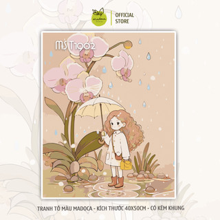 [TỔNG HỢP TRANH MADOCA] Tranh sơn dầu số hóa tự tô màu Cô Bé Dưới Mưa (khung 40x50)