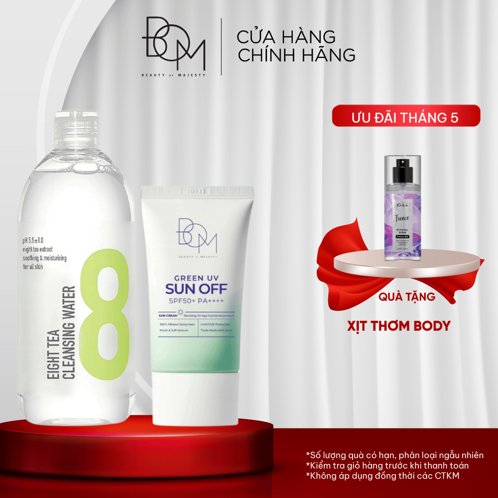 Ảnh Bộ đôi nước tẩy trang và kem chống nắng BOM EIGHT TEA 1