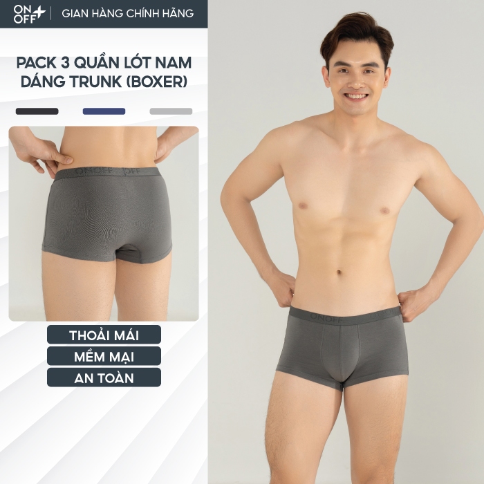 Ảnh Pack tiện lợi 3 quần lót nam ONOFF dáng trunk (boxer) thoáng mát, kháng khuẩn, khử mùi 18UO24A317 1