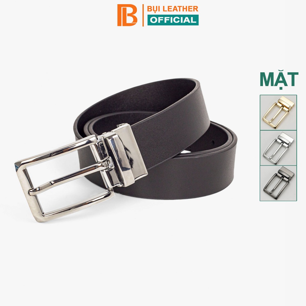 Ảnh Thắt lưng nam Bụi Leather L112 da bò nguyên tấm-màu đen khóa cài 1