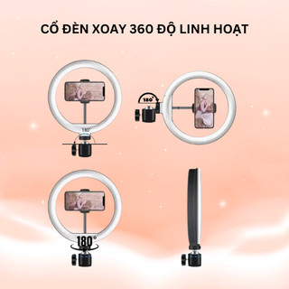 Đèn Livestream 26cm 33cm Kèm Chân 2m1 – Đèn LED 3 Màu Trợ Sáng Quay Video, Bán Hàng Online, Trợ Sáng Makeup