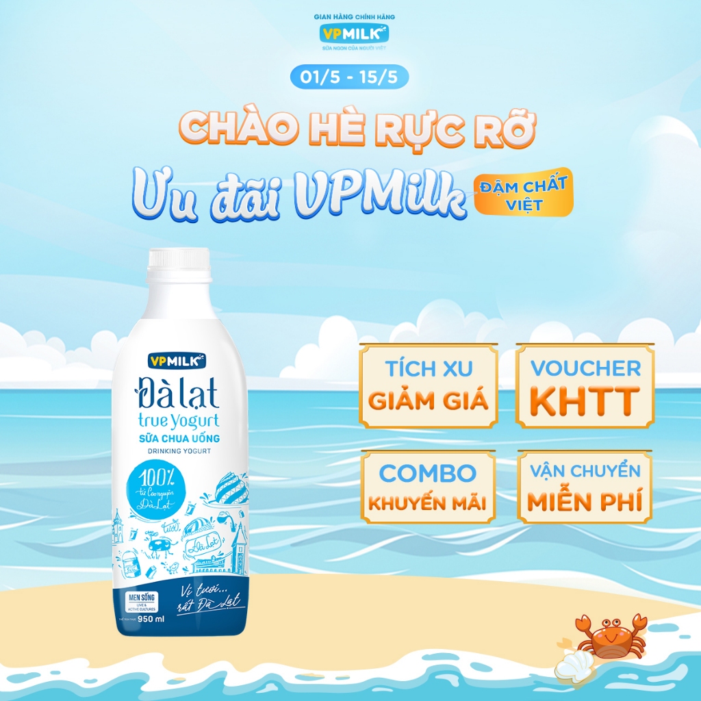 Ảnh Sữa chua uống VPMilk Đà Lạt True Yogurt - chai 950ml 1