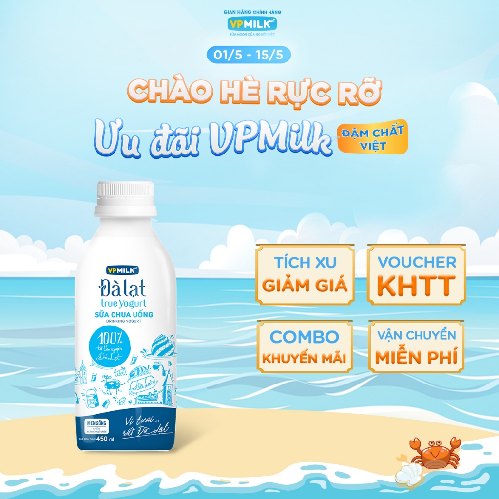 Ảnh Sữa chua uống VPMilk Đà Lạt True Yogurt - chai 450ml 1