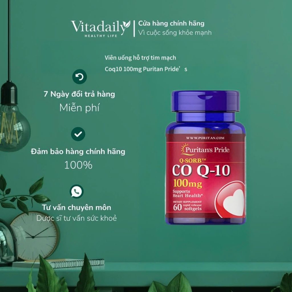 Viên Uống Hỗ Trợ Tim Mạch, Giảm Cholesterol Coq10 100mg Puritan's Pride