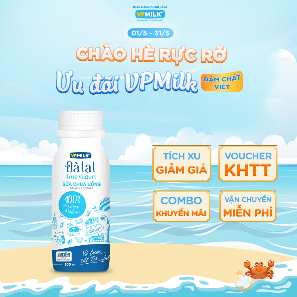 Ảnh Sữa chua uống VPMilk Đà Lạt True Yogurt - chai 200ml 1