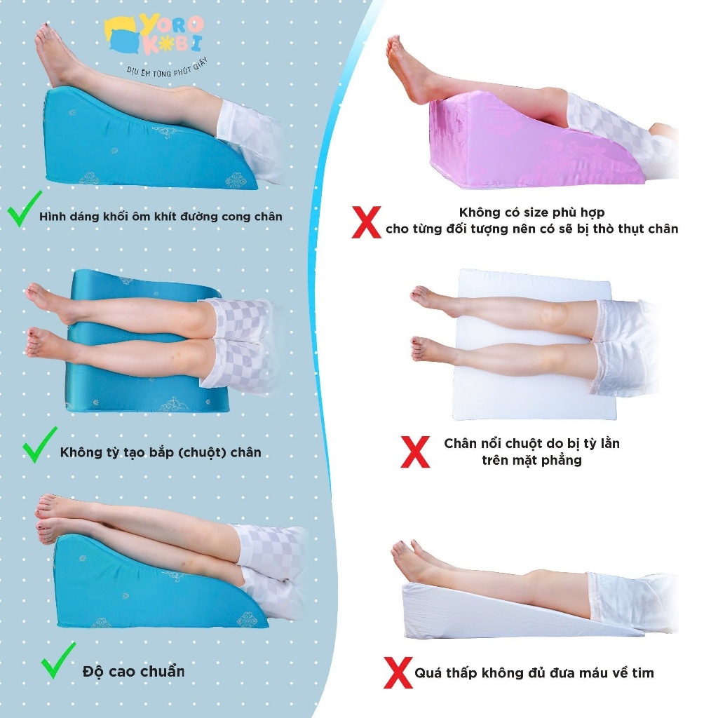 Gối Kê Chân Giãn Tĩnh Mạch Yorokobi 28cm – Hỗ Trợ Lưu Thông Máu, Giảm Tê Mỏi Chân