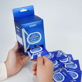 Combo 02 hộp 40 gói khăn ướt đi toilet có thể xả trong bồn cầu Flushable EcoWipes gói 1 tờ