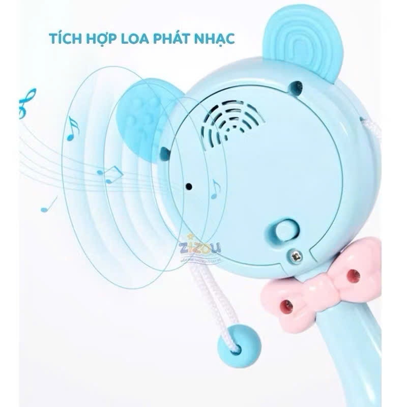 Đồ chơi trống xúc xắc, lục lạc đánh trống, tích hợp loa có nhạc, đèn dễ thương cho bé - đồ chơi cho bé sơ sinh