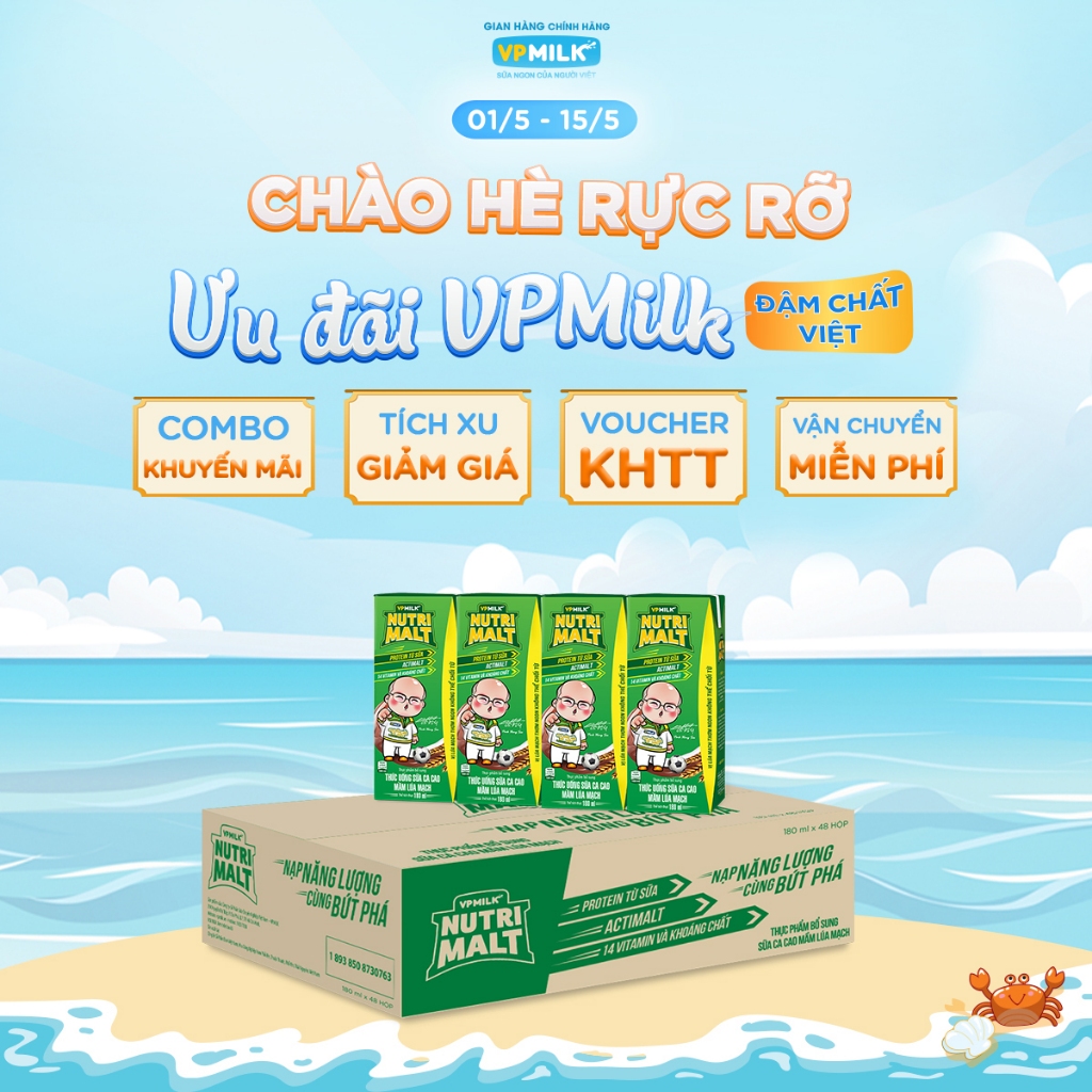 Ảnh Sữa ca cao mầm lúa mạch đen VPMilk Nutrimalt 180ml (thùng 48 hộp) 1