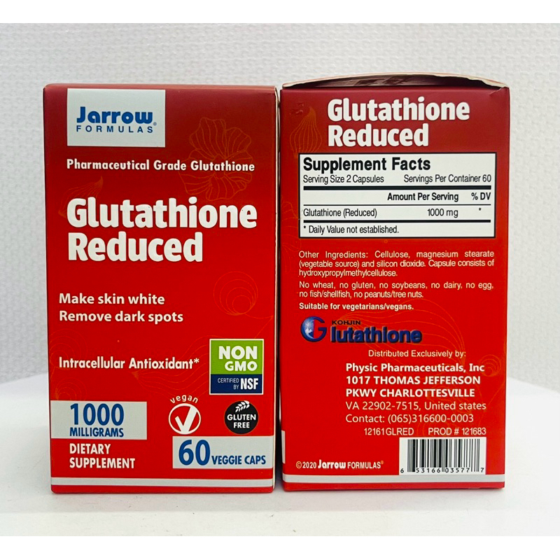 Vin ung Glutathione Jarrow Reduced 1000mg DD , M, l 60 vin, h tr lm  trng da | Shopee Vit Nam