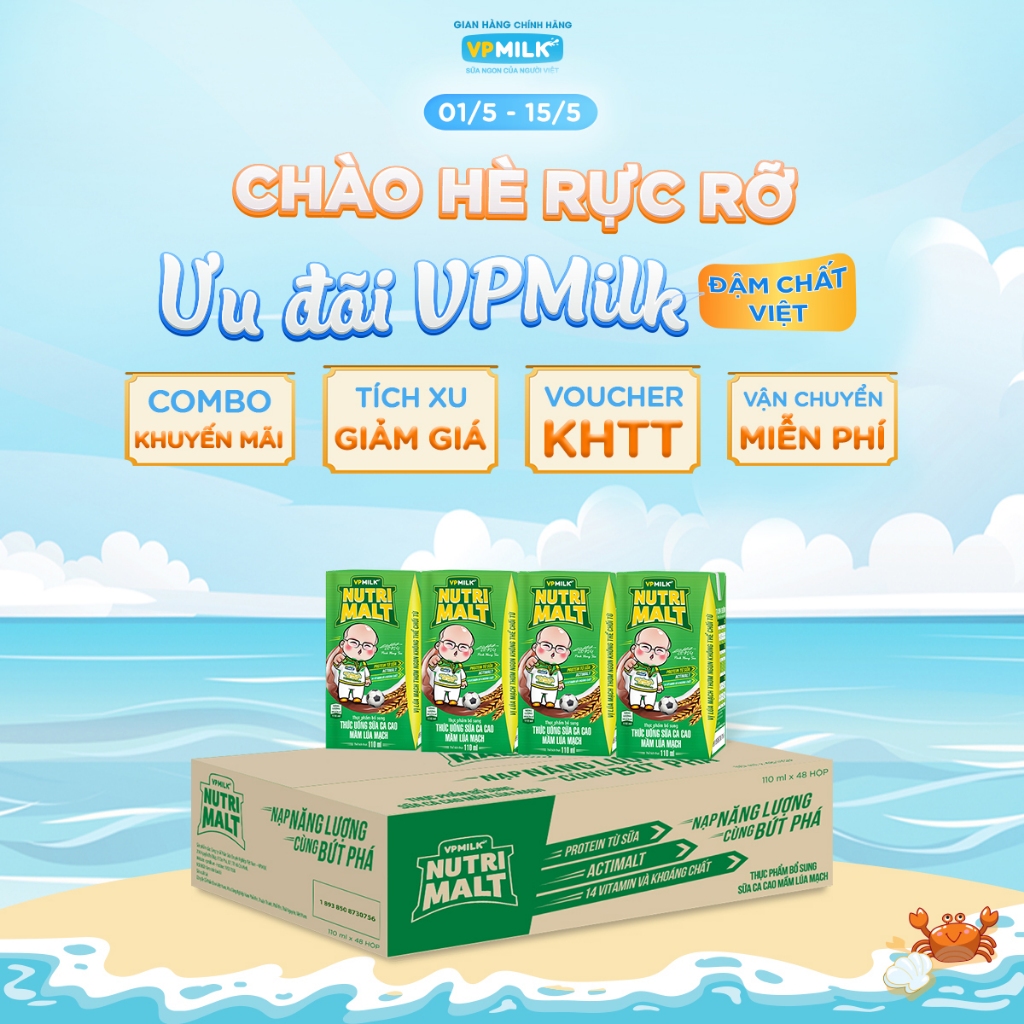 Ảnh Sữa ca cao mầm lúa mạch đen VPMilk Nutrimalt 110ml (thùng 48 hộp) 1