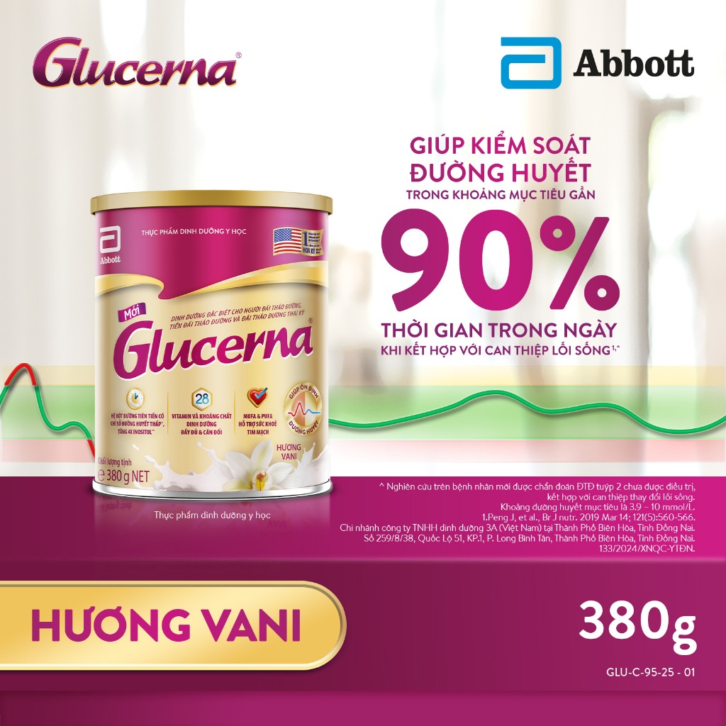 Ảnh Sữa bột Glucerna hương vani 380g dành cho người bị tiểu đường 1