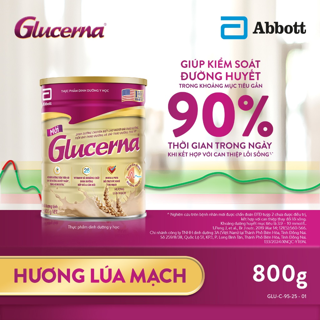 Ảnh Combo 2 Sữa bột Glucerna hương lúa mạch 800g dành cho người bị tiểu đường 1
